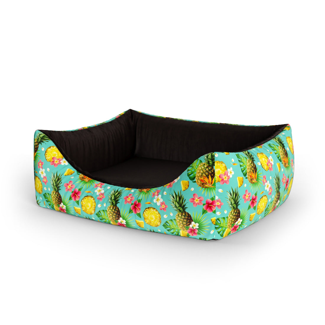 Pineapple Emerald Personalized Lounge Dog Bed With Entrance