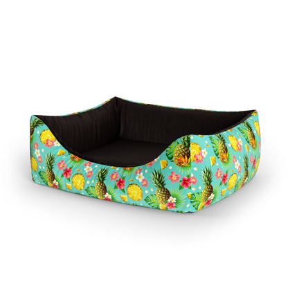 Pineapple Emerald Personalized Lounge Dog Bed With Entrance