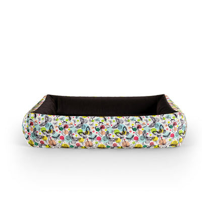 Butterflies Canary Personalized Lounge Dog Bed With Sides