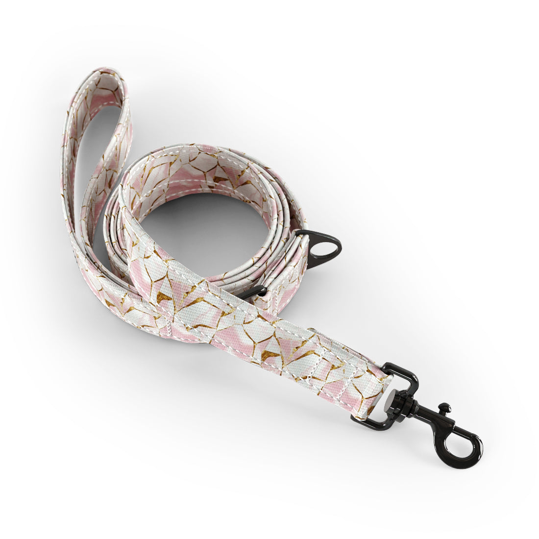 Pink Marble  Linen Personalized Dog Fashion Belt Harness And Leash Set