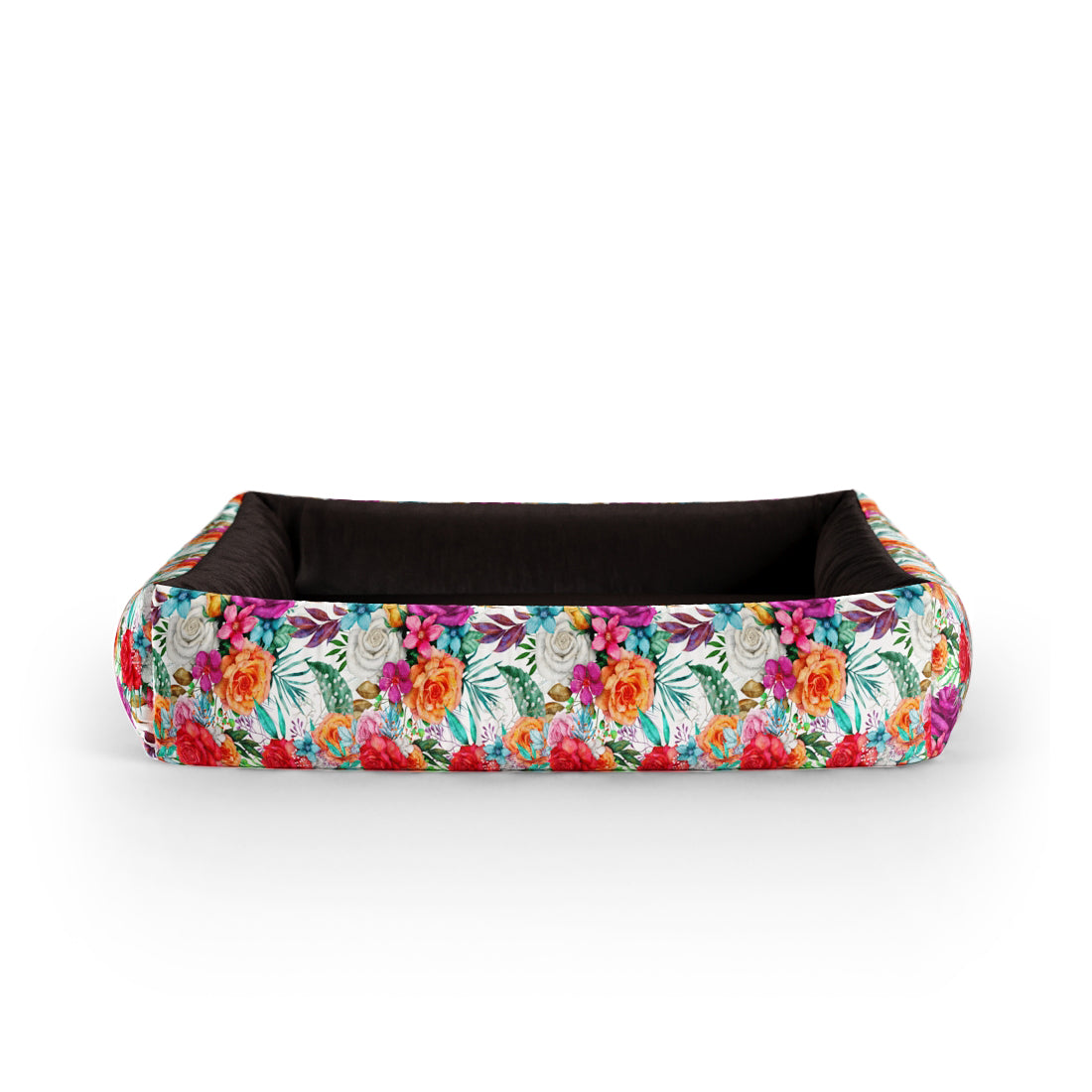 Water Folklore Flowers Maximum Personalized Lounge Dog Bed With Sides