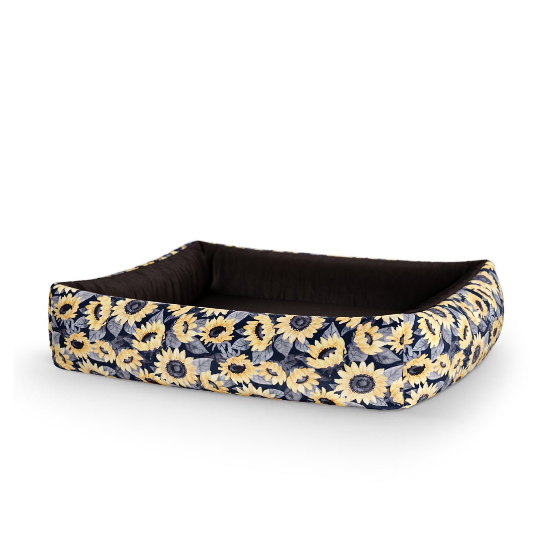 Sunflowers Maya Personalized Lounge Dog Bed With Sides