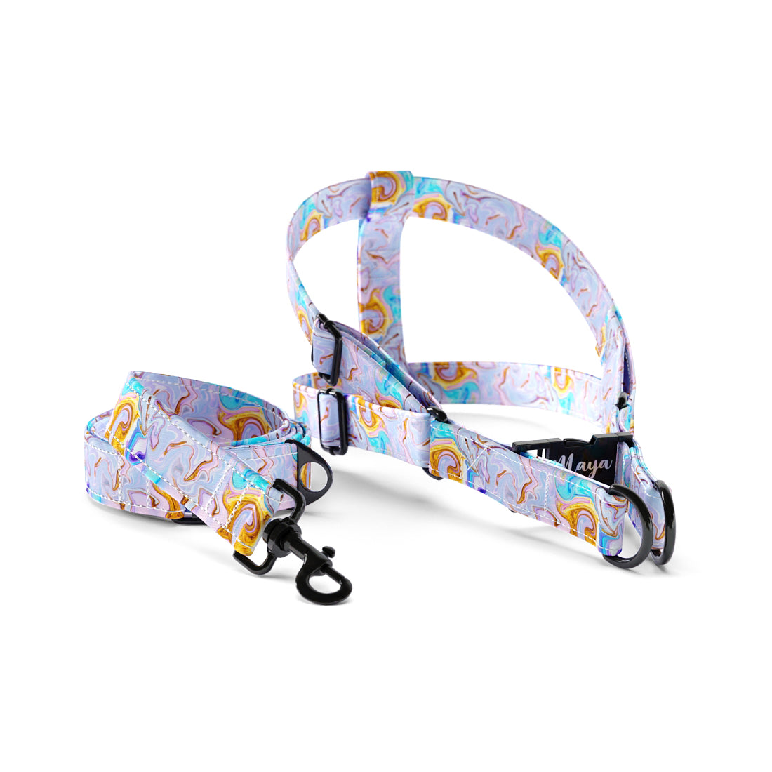 Luxury Marble Luxu Personalized Dog Fashion Belt Harness And Leash Set