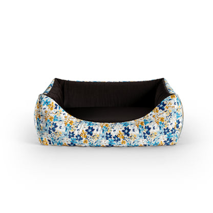 Liberty Flowers Teal Personalized Lounge Dog Bed With Entrance