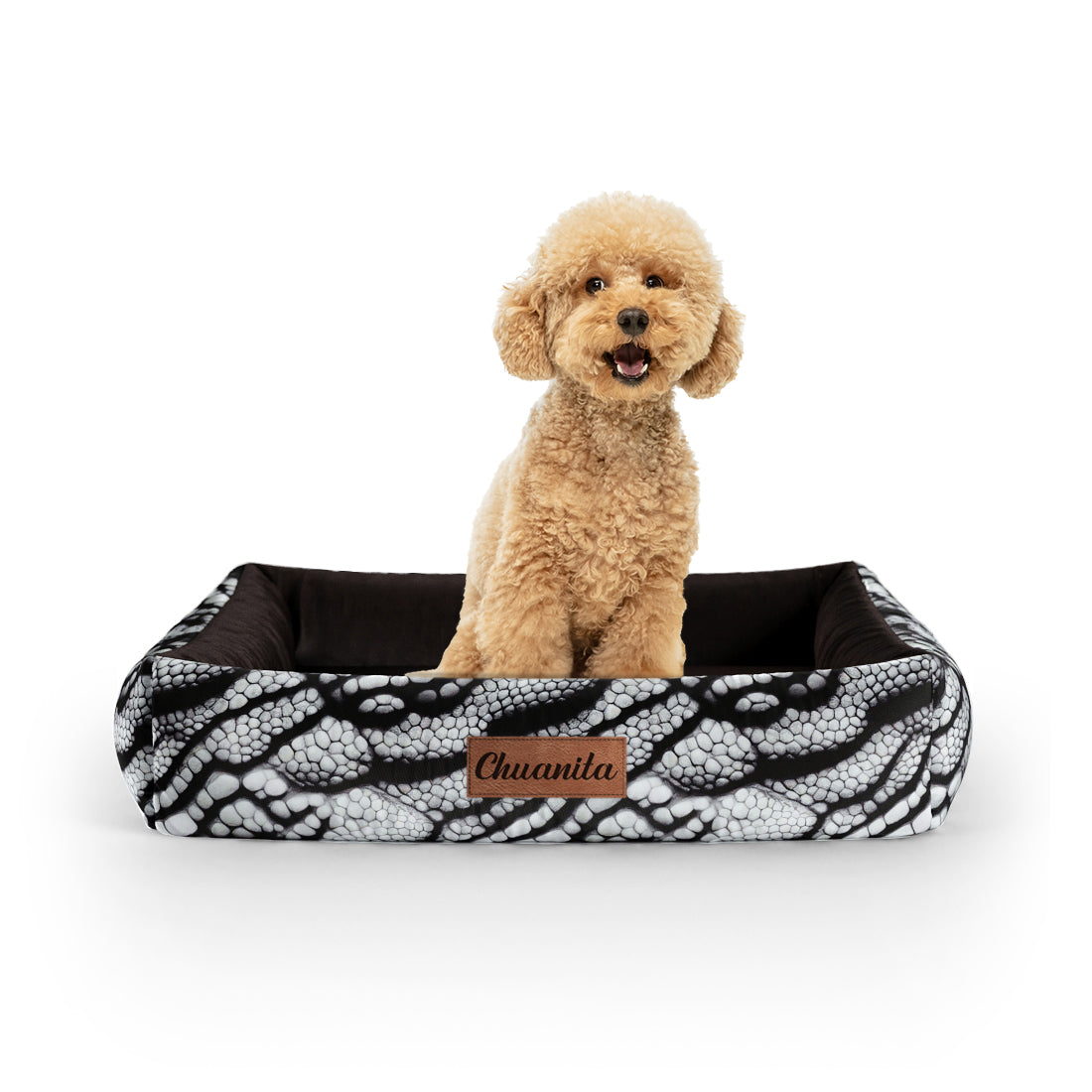 Crocodile Platinum Personalized Lounge Dog Bed With Sides