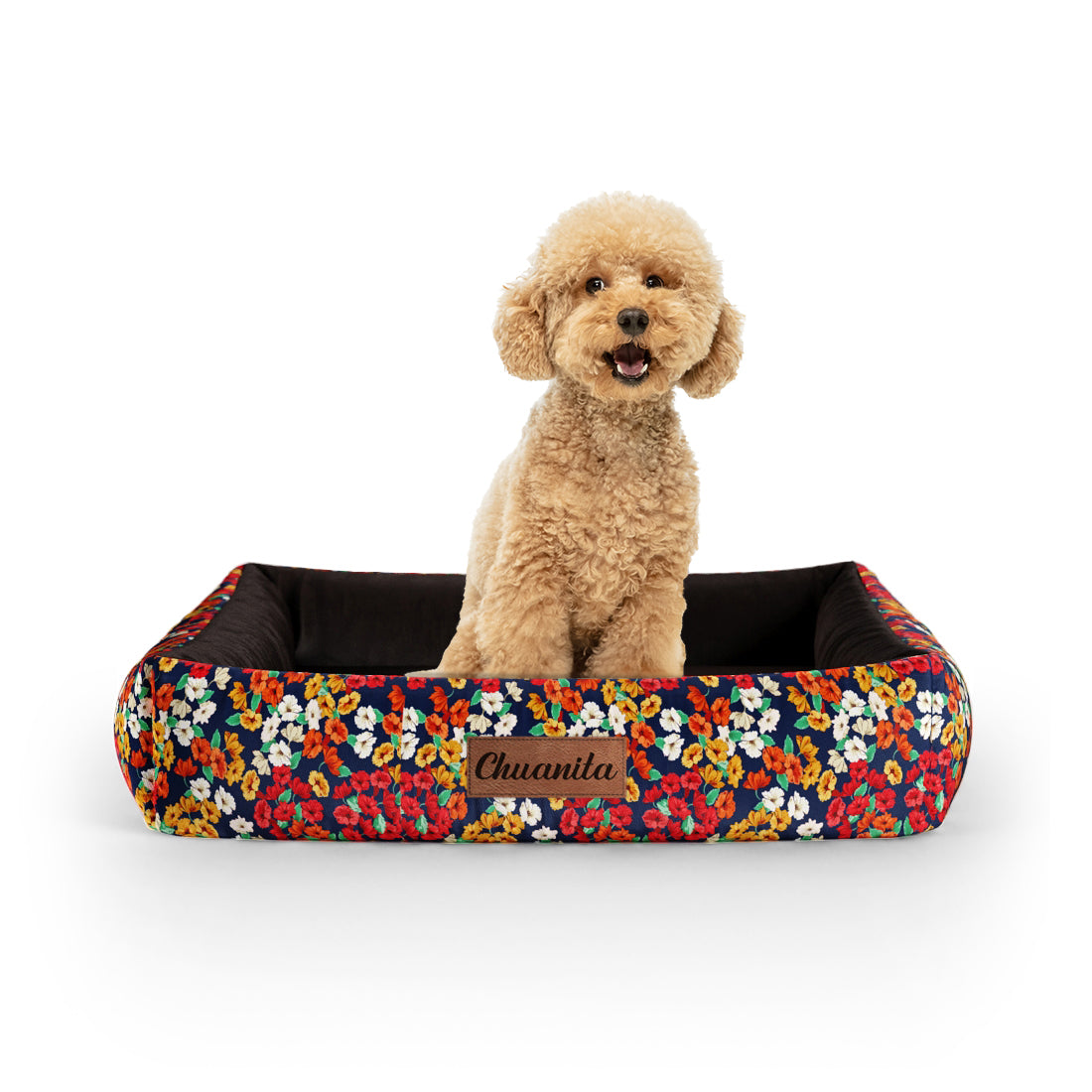 Liberty Flowers Jazz Personalized Lounge Dog Bed With Sides