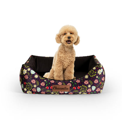 Wild Forest Flowers Harvest Personalized Lounge Dog Bed With Entrance