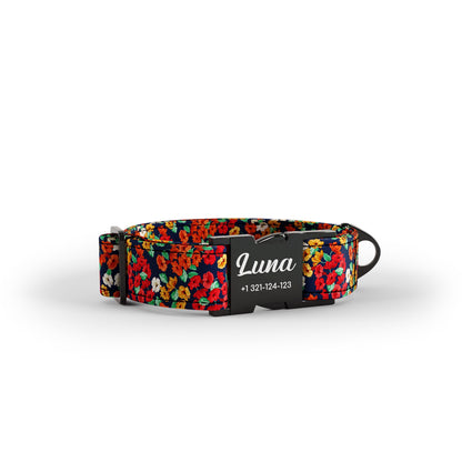 Liberty Flowers Jazz Personalized Dog Collar