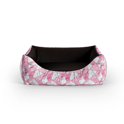 Pink Marble Kobi Personalized Lounge Dog Bed With Entrance