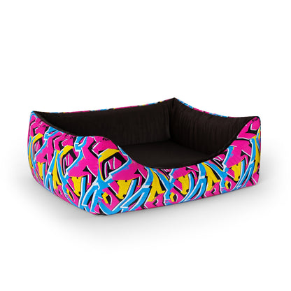 Graffiti Razzle Personalized Lounge Dog Bed With Entrance