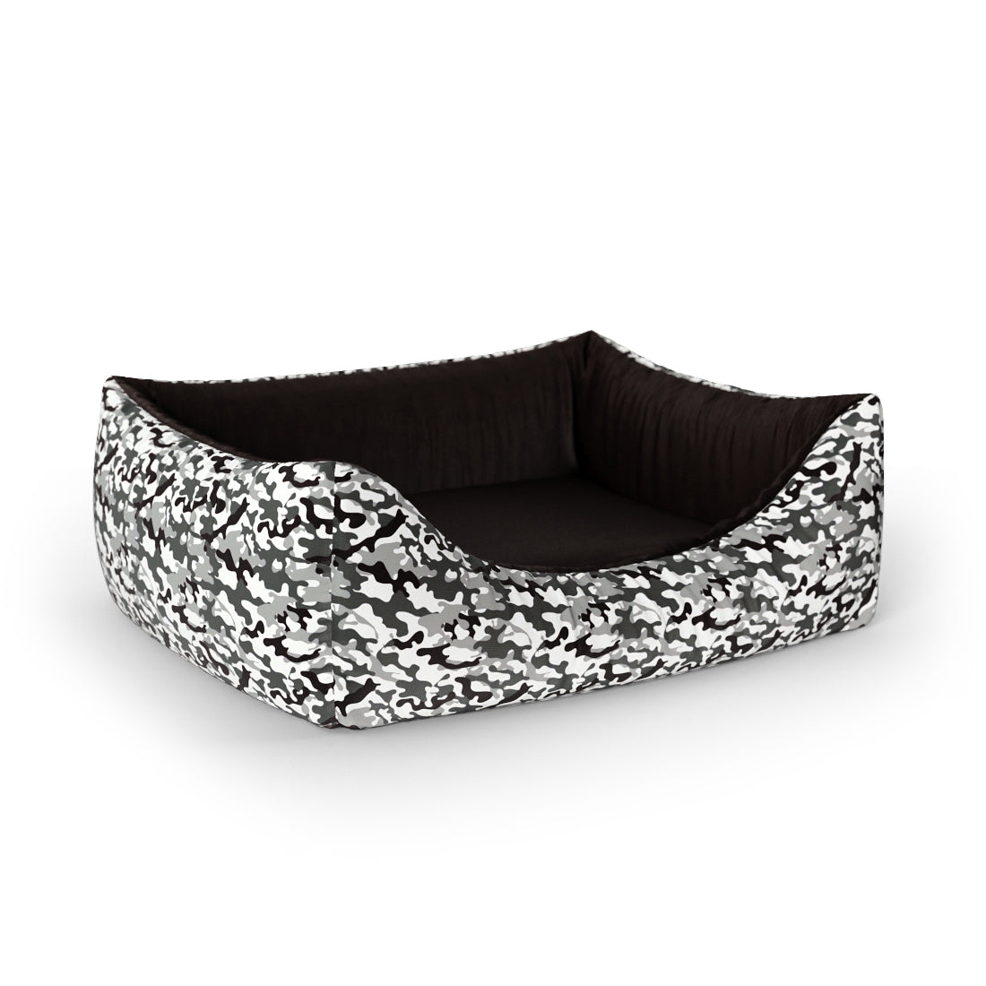 Camoflage Winter Personalized Lounge Dog Bed With Entrance