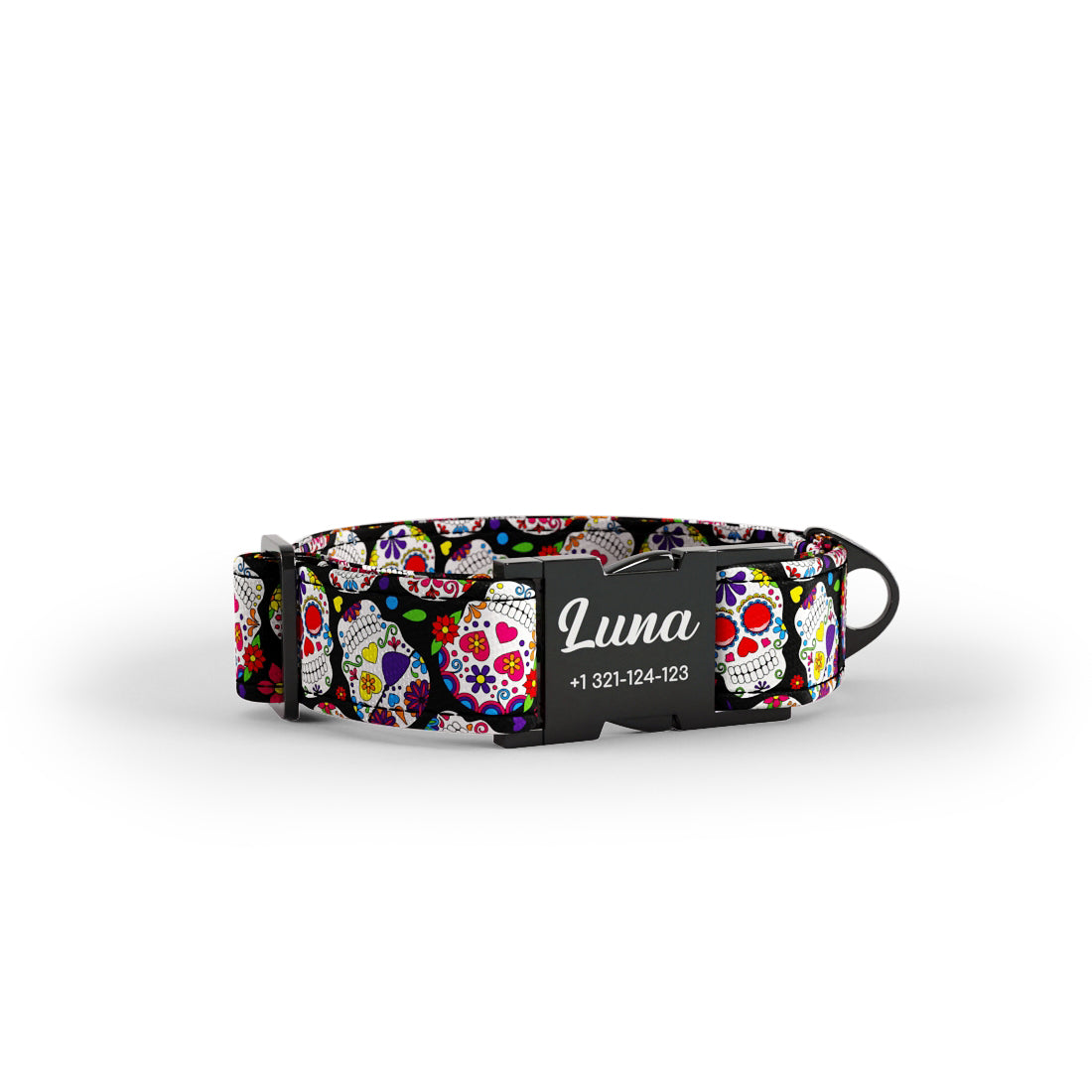 Mexico Skulls Sienna Personalized Dog Collar And Leash Set