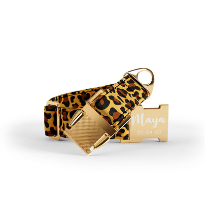 Leopard Perser personalisiertes Hundehalsband und Leine Set