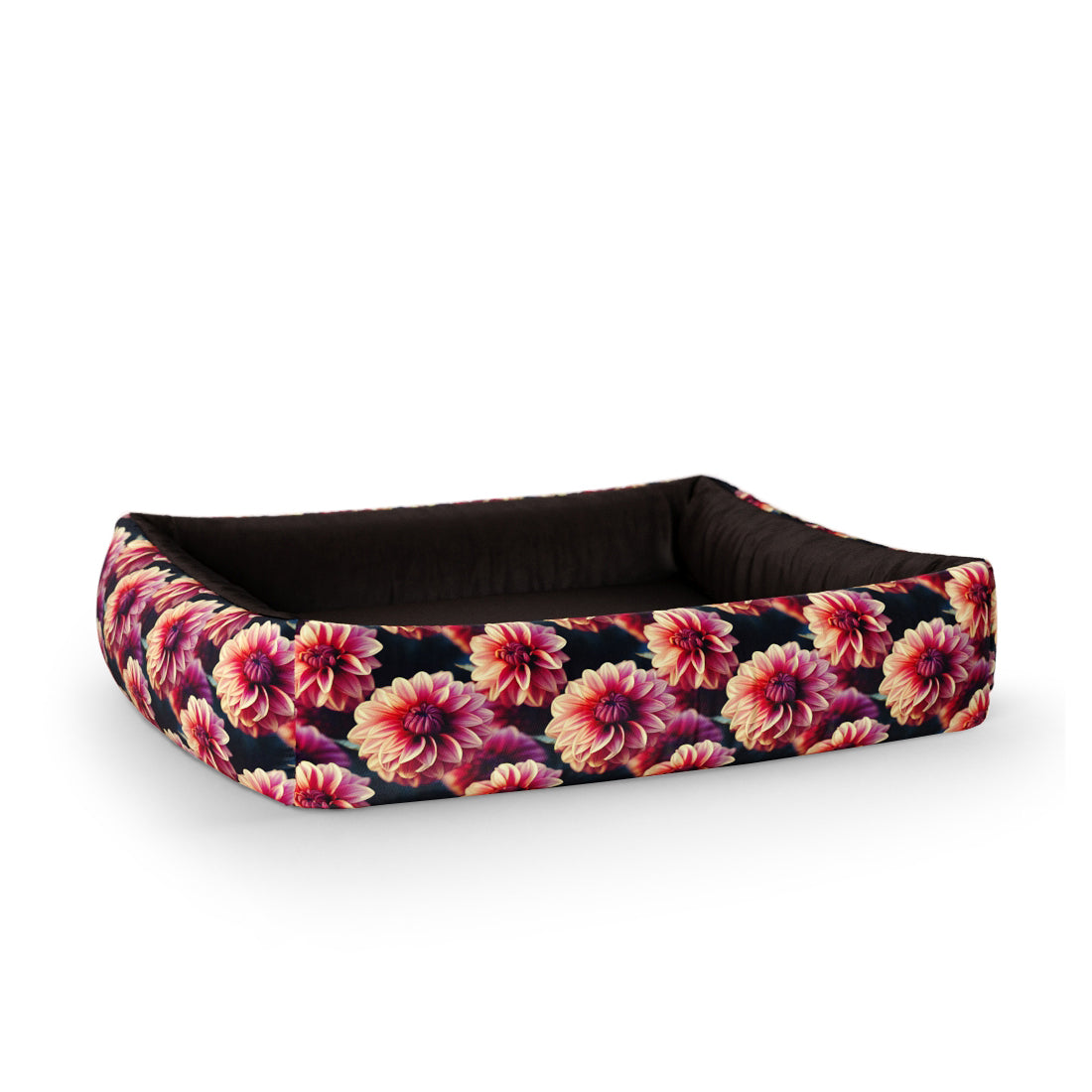 Dahila Flowers Kobi Personalized Lounge Dog Bed With Sides