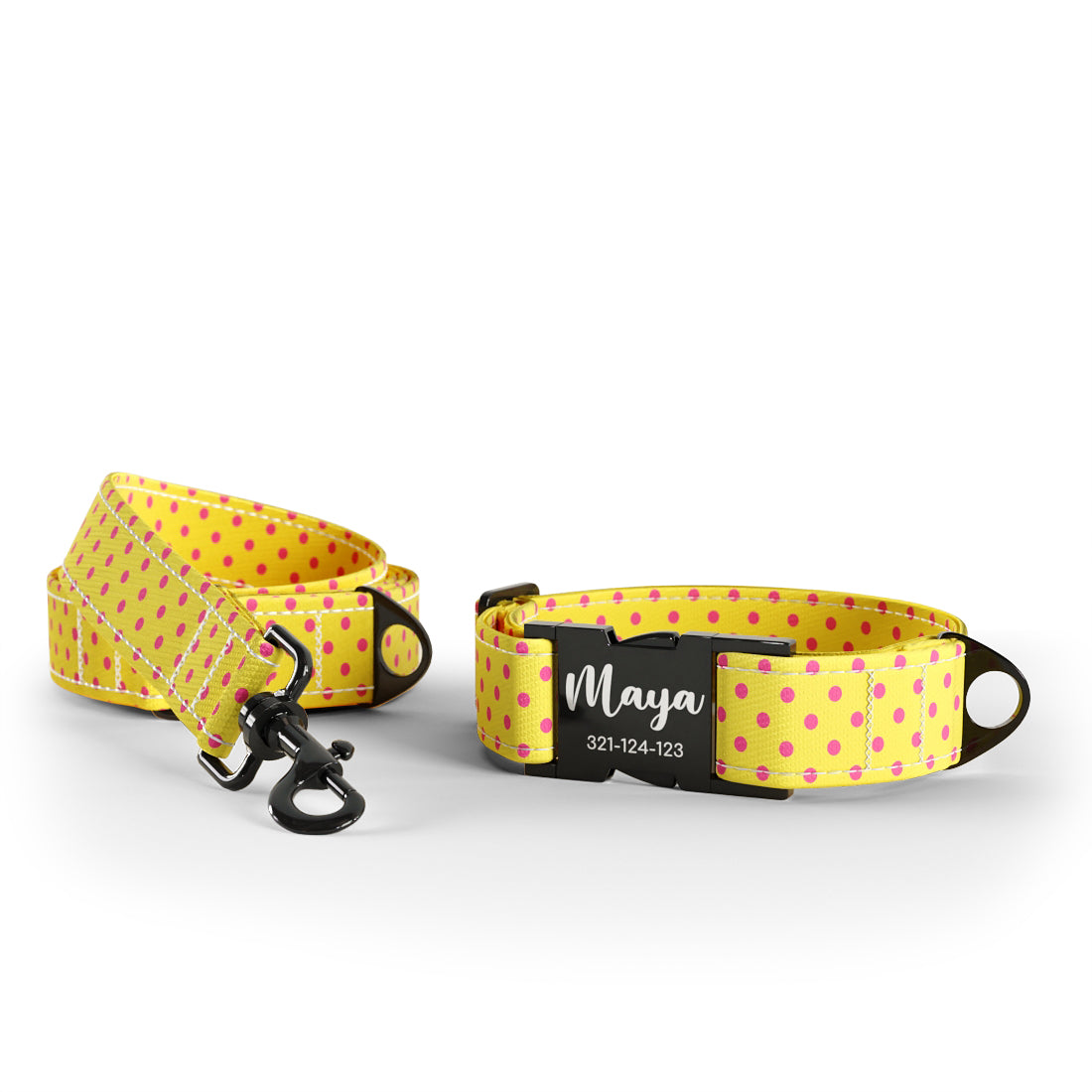 Trio Polka Dot Sunglow personalisiertes Hundehalsband