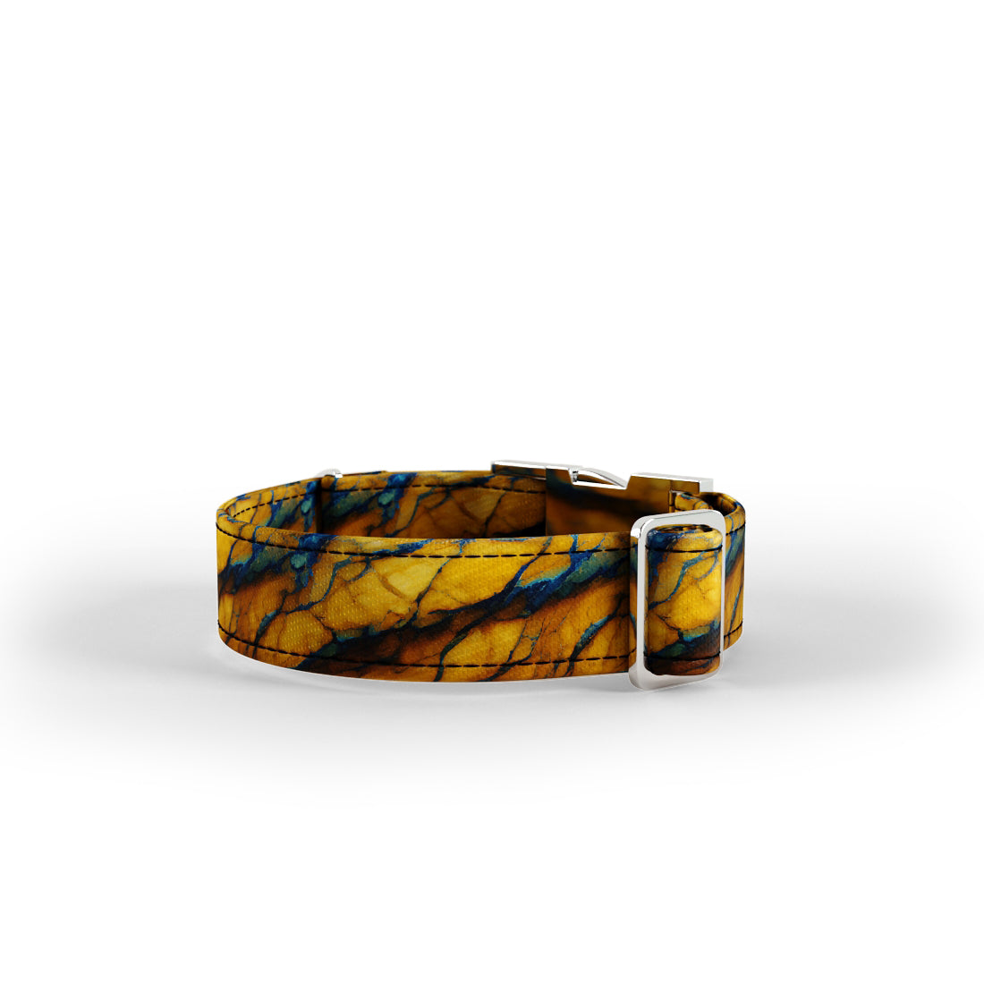 Blue Gold Marble  Amber Personalizuotas Margintas Vardinis Šuns Antkaklio Ir Pavadėlio Rinkinys