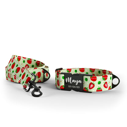 Tutti Frutti Tea Personalized Dog Collar And Leash Set