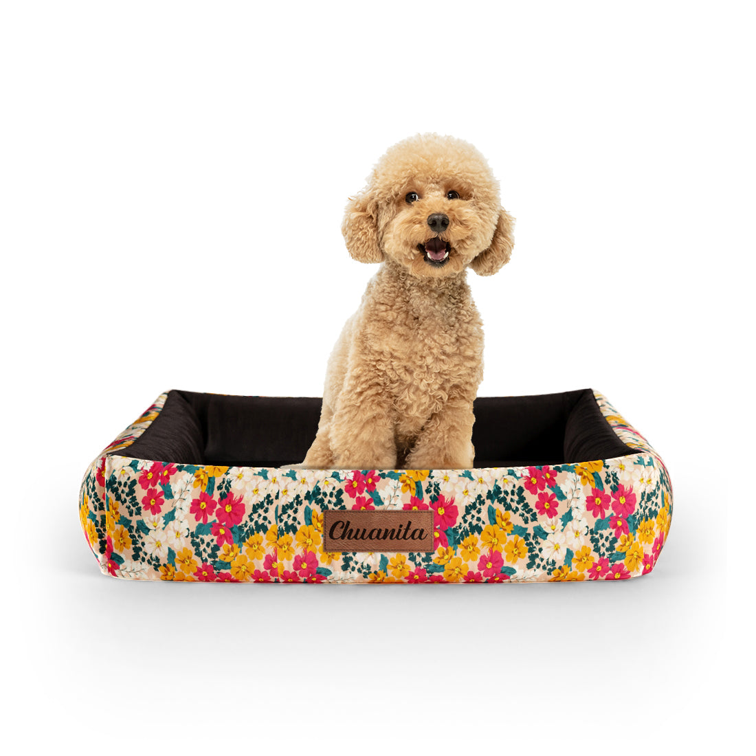 Liberty Flowers Mango Personalisiertes Lounge-Hundebett mit Seiten