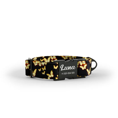 Lightning Butterflies Jet Personalisiertes Hundehalsband und Leine-Set