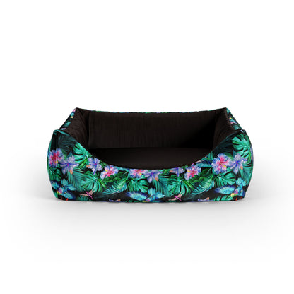 Tropical Leaves Hunter Personalisiertes Lounge-Hundebett mit Eingang