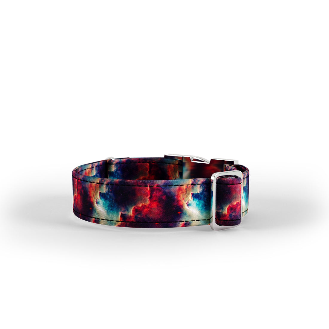 Space Nebula Maroon Personalized Dog Collar