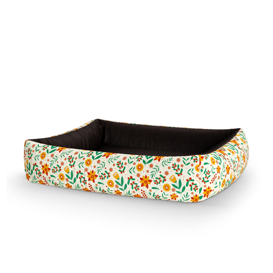 Wild Forest Flowers Marii Personalisiertes Lounge-Hundebett mit Seiten