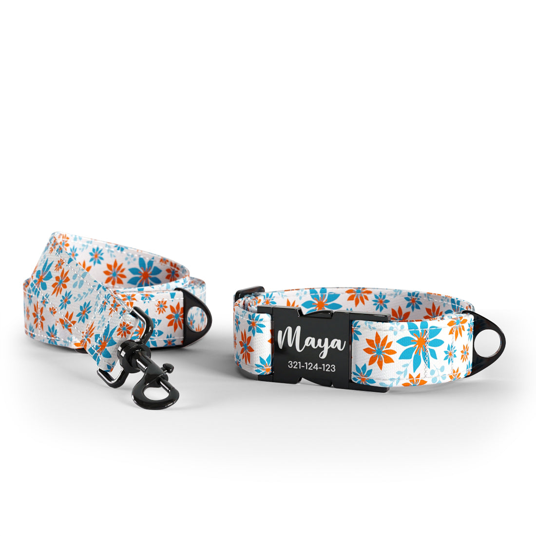 Weiße Schneeblumen Florales personalisiertes Hundehalsband