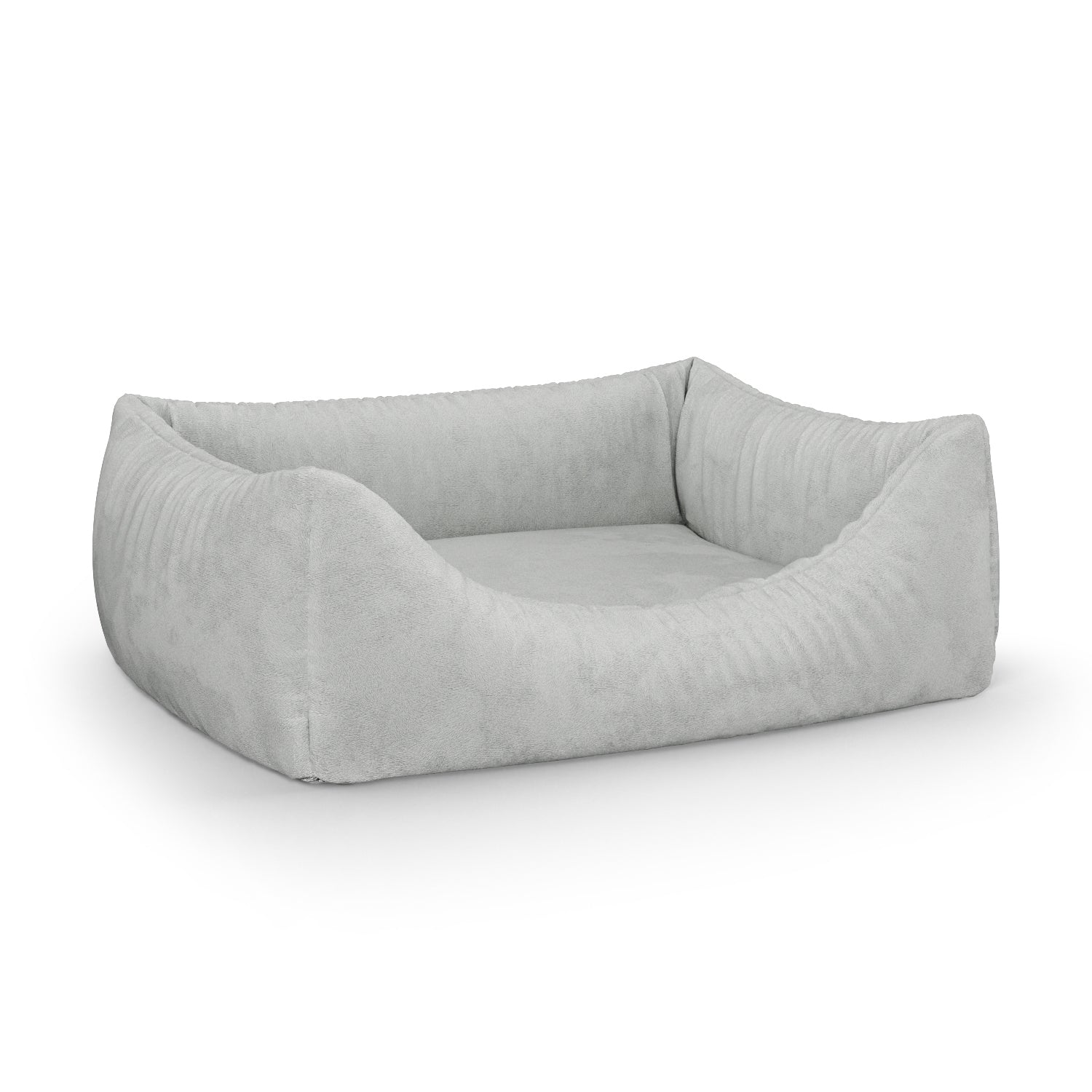 Luxury Velvet Look Silver Personalized Lounge Dog Bed With Entrance