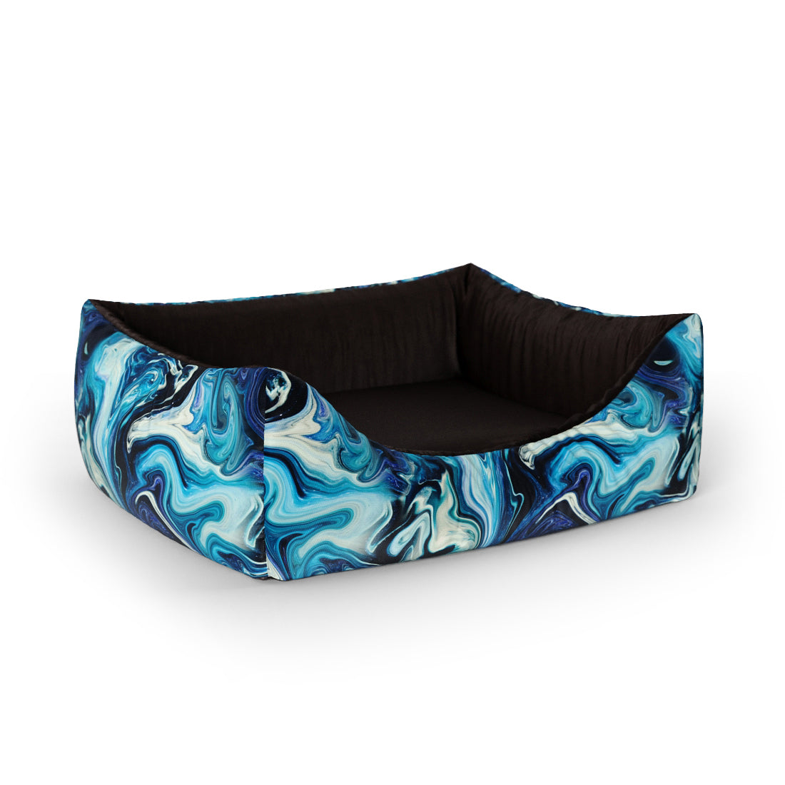 Blue Marble Zaffre Personalized Lounge Dog Bed With Entrance