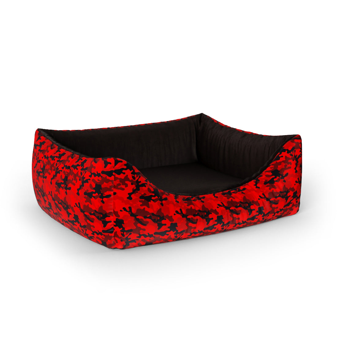 Camoflage Burgun Personalized Lounge Dog Bed With Entrance