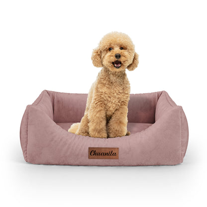 Luxury Velvet Look Indian Personalized Lounge Dog Bed With Entrance