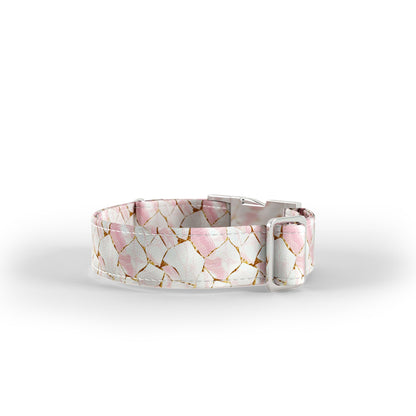 Pink Marble  Linen Personalized Dog Collar