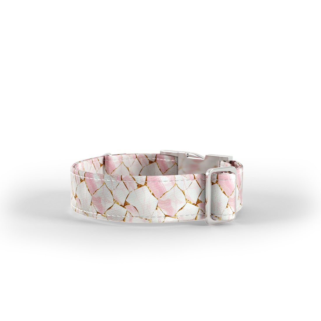 Personalisiertes Hundehalsband und Leine-Set aus rosa Marmor-Leinen