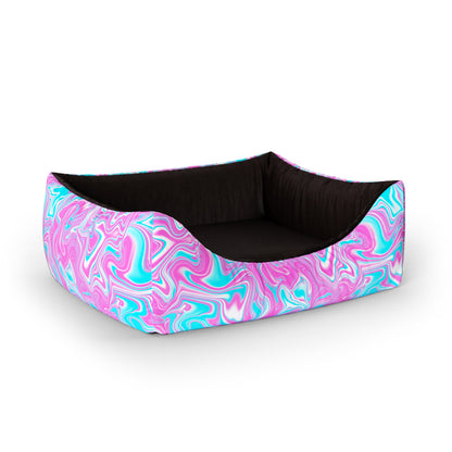 Water Marble Coral Personalized Lounge Dog Bed With Entrance