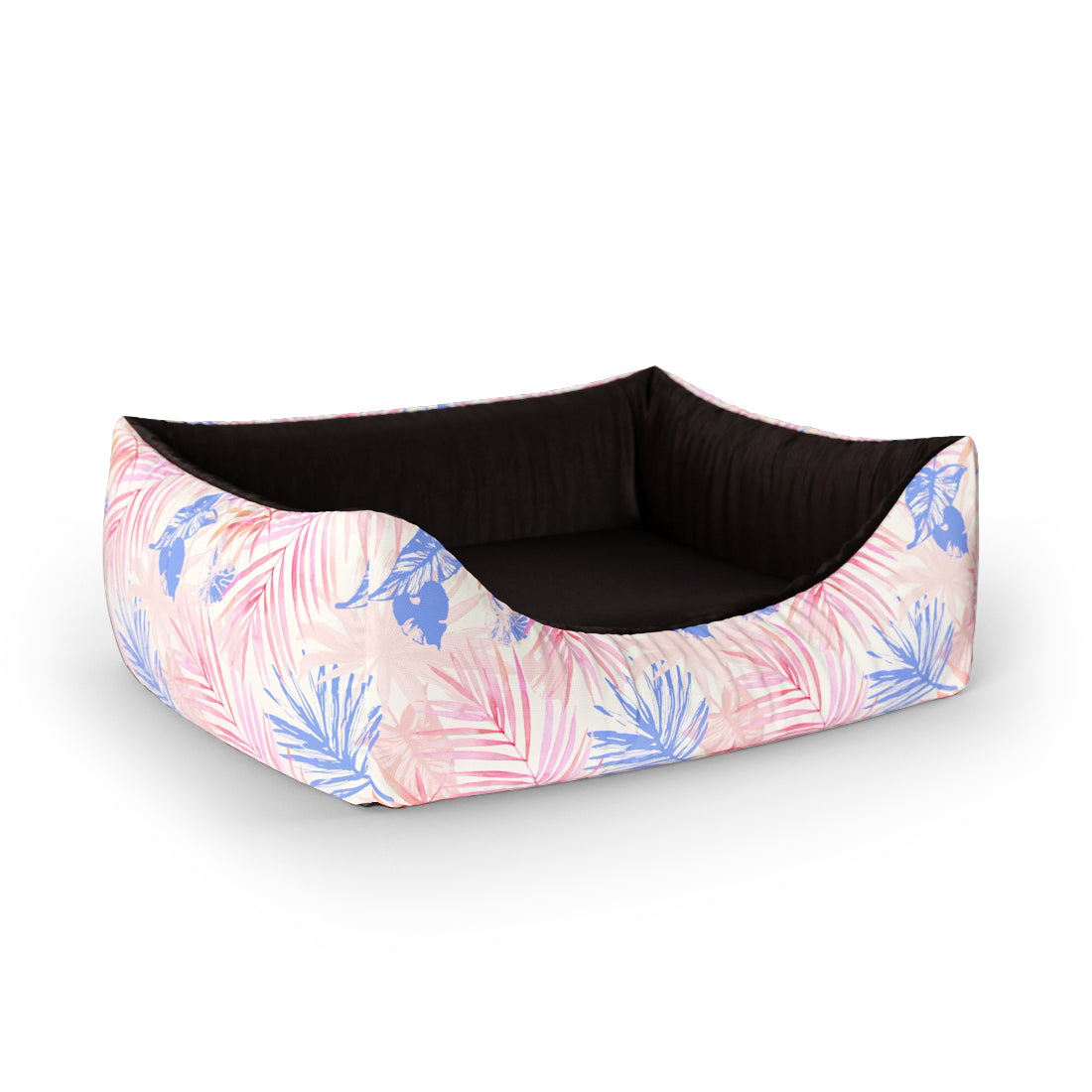 Tropical Leaves Holly Personalized Lounge Dog Bed With Entrance