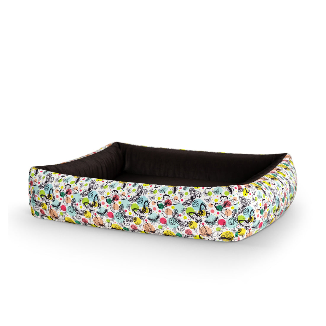 Butterflies Canary Personalized Lounge Dog Bed With Sides