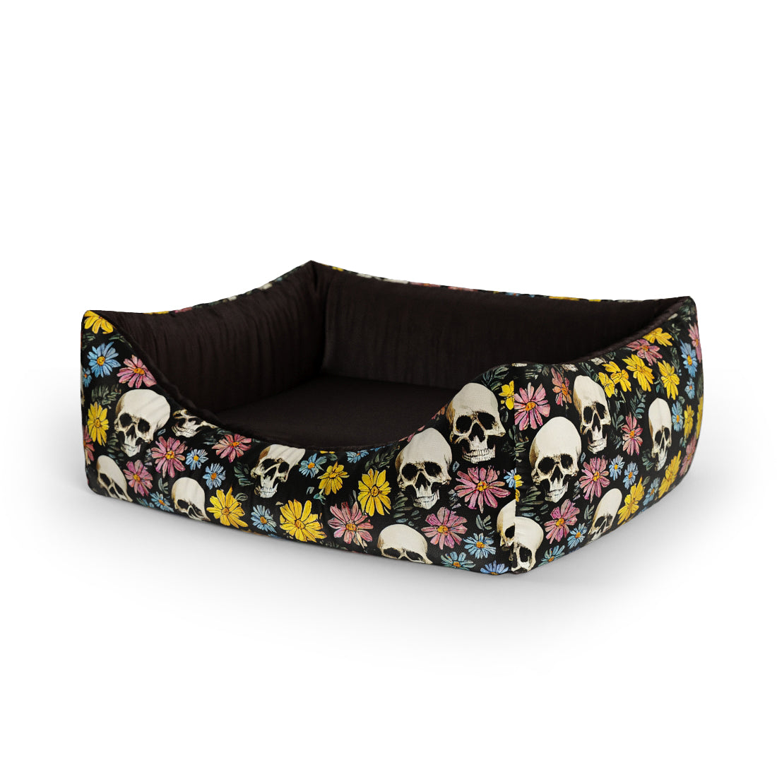 Totenkopf Blumen Chinesisches personalisiertes Lounge-Hundebett mit Eingang