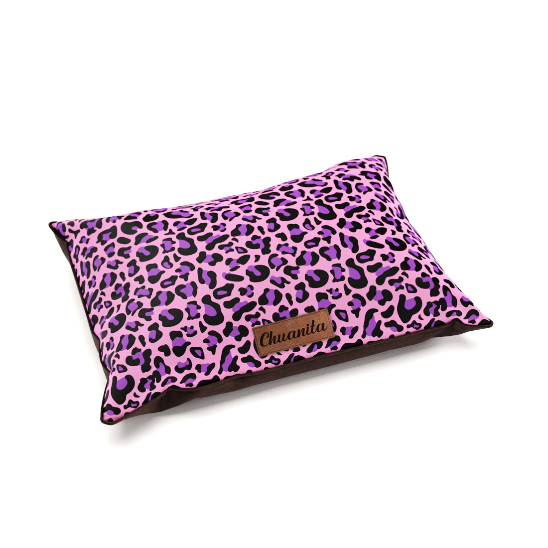 Crazy Leopard Magenta Margintas Personalizuotas Vardinis Pagalvės Tipo Šuns Guolis