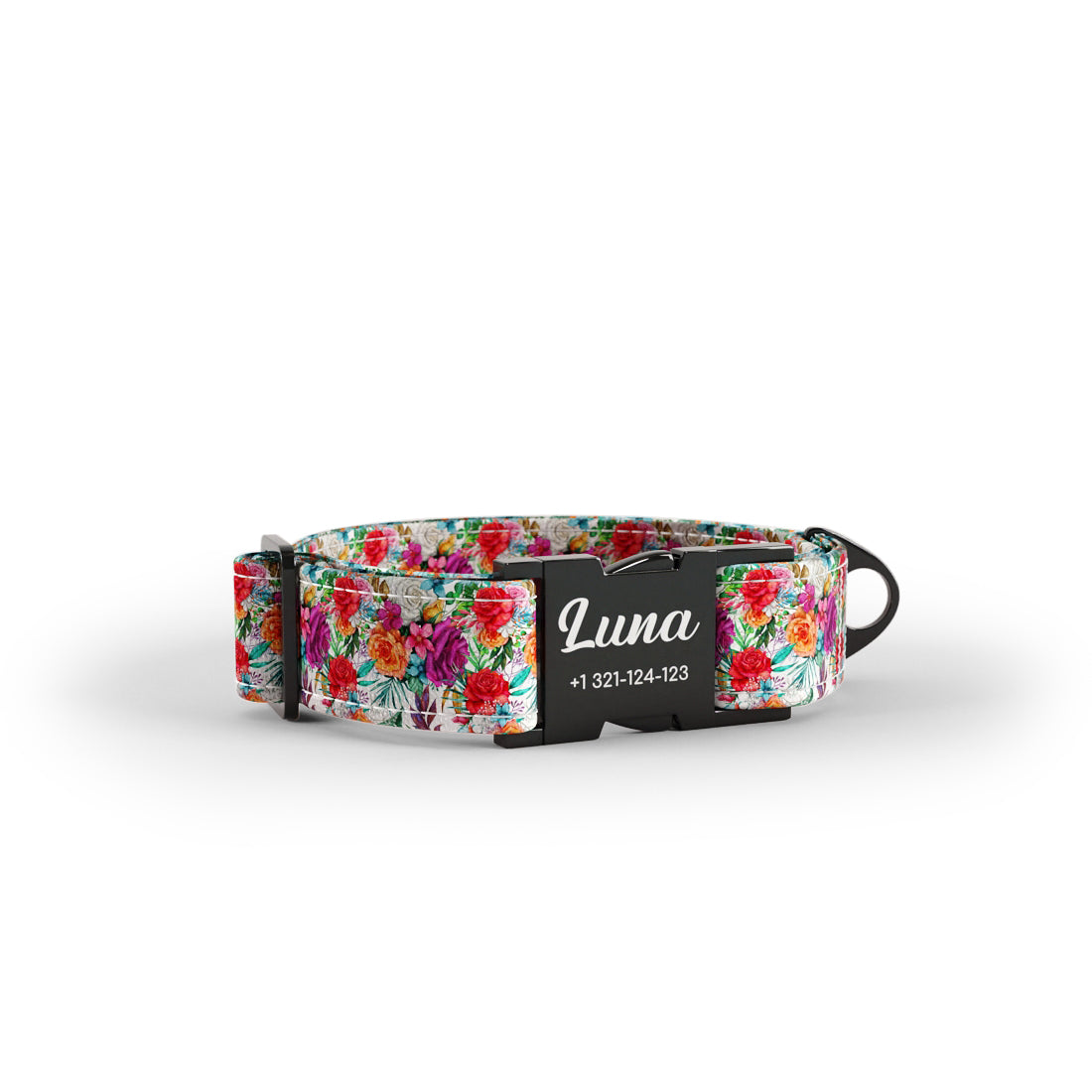 Water Folklore Flowers Maximum Personalized Dog Collar