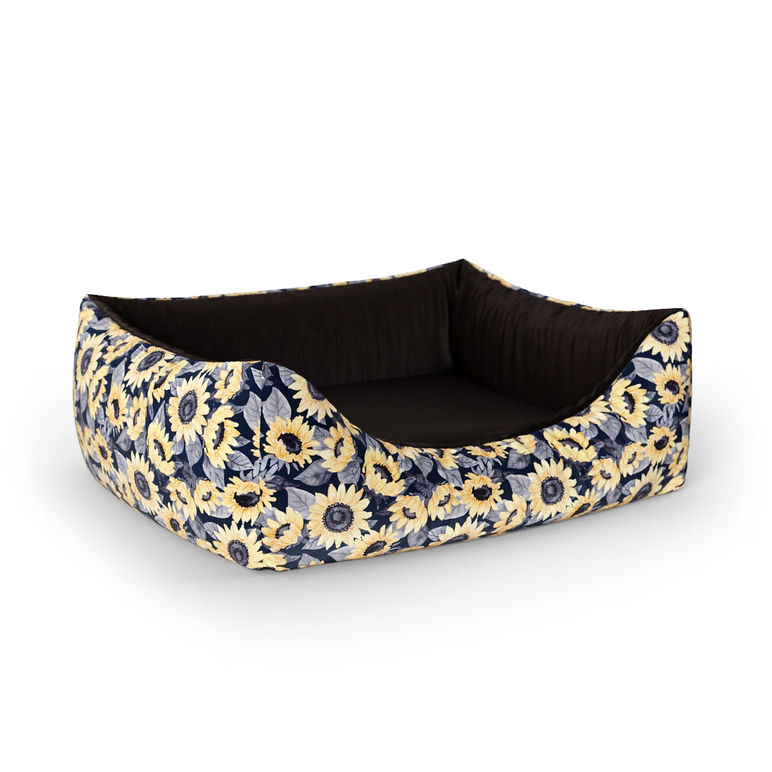 Sunflowers Maya Personalized Lounge Dog Bed With Entrance