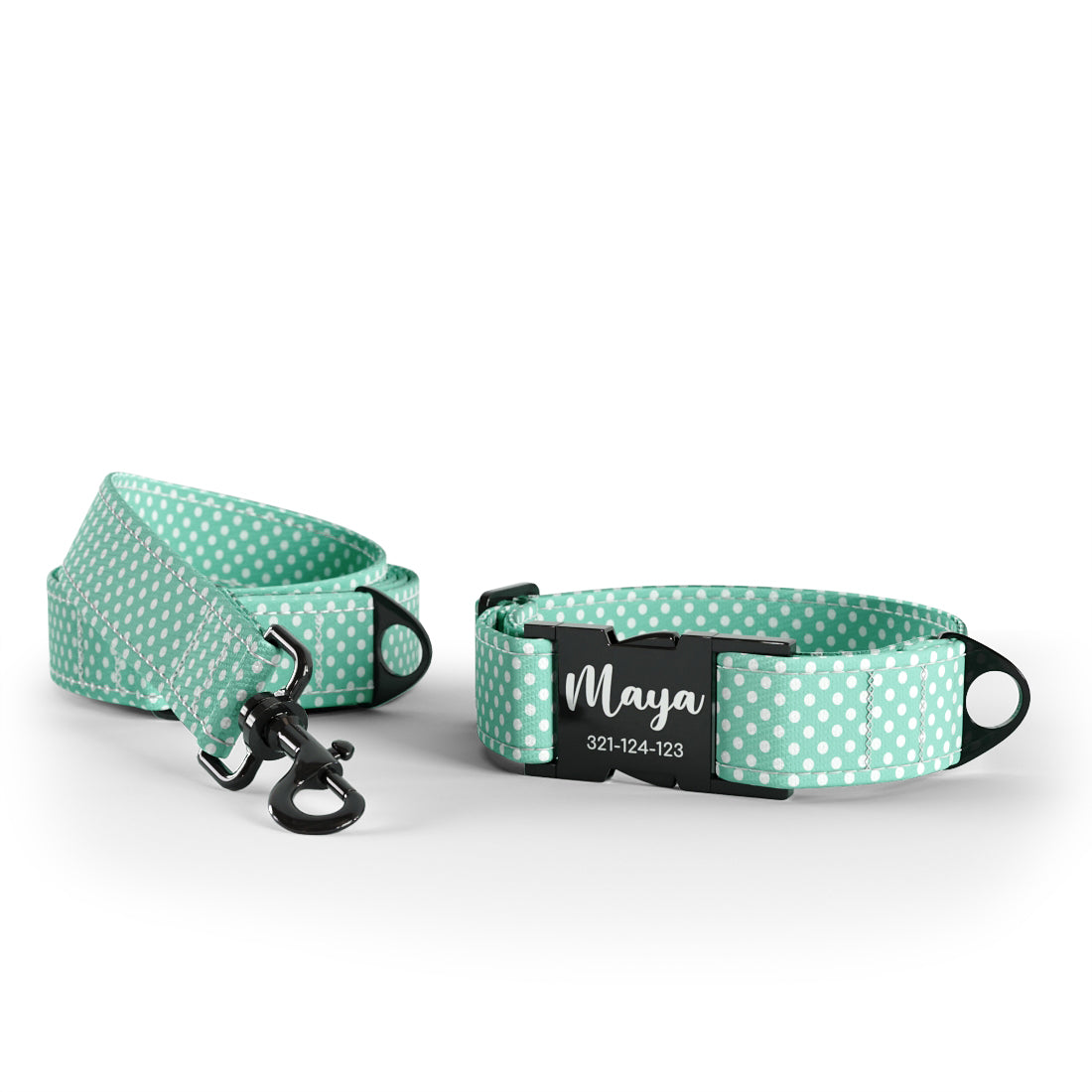 Sweat Polka Dots Android Personalized Dog Collar And Leash Set