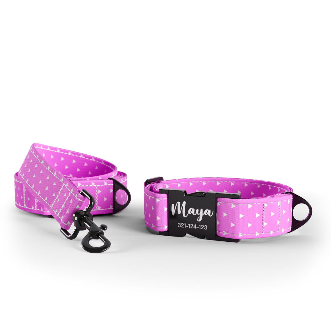 Triangles French Personalized Dog Collar