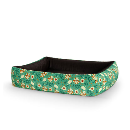 Dark Night Flowers Moss Personalisiertes Lounge-Hundebett mit Seiten