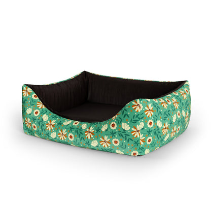 Dark Night Flowers Moss Personalized Lounge Dog Bed With Entrance