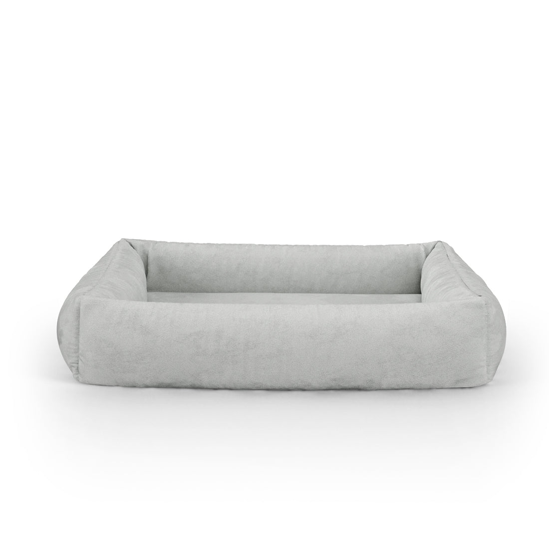 Luxury Velvet Look Silver Personalized Lounge Dog Bed With Sides