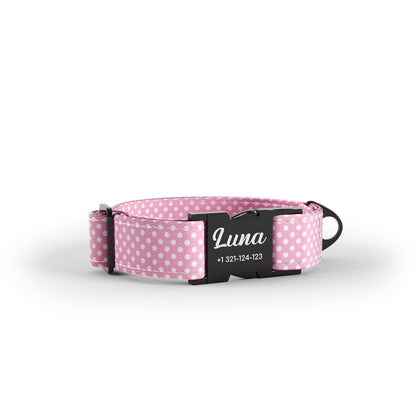 Personalisiertes Hundehalsband mit Sweat-Polka-Punkt-Charm