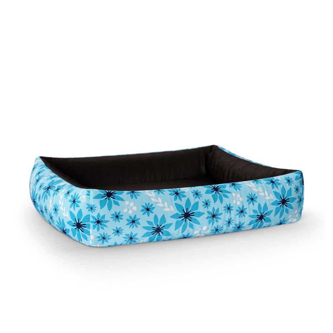 Summer Flowers Bizzard Personalized Lounge Dog Bed With Sides