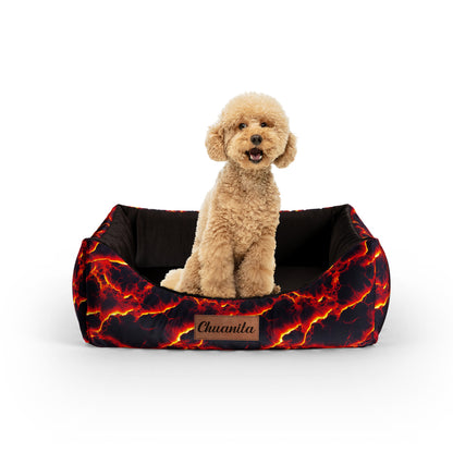 Fire Flames Maximum Personalized Lounge Dog Bed With Entrance