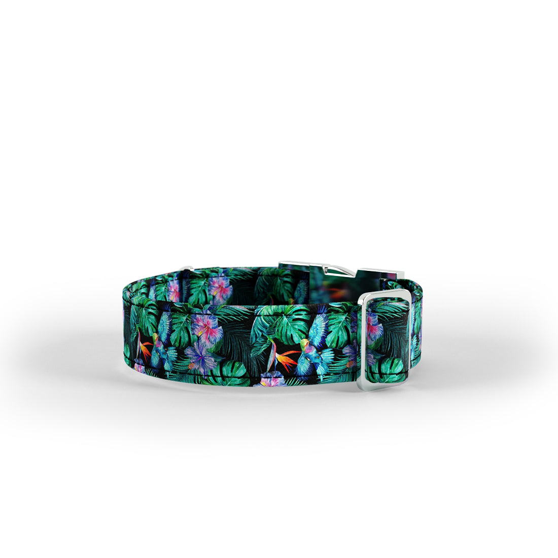 Tropical Leaves Hunter Personalized Dog Collar