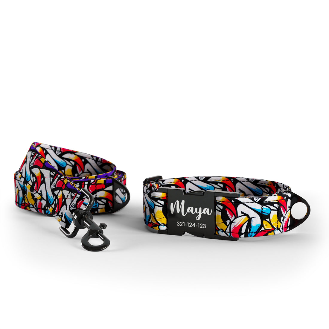 Graffiti Seance Personalisiertes Hundehalsband und Leine-Set